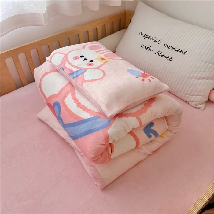 91家纺网 家纺一手货源 找家纺 萌宝家纺 2025新款大版牛奶绒被套加厚保暖儿童三件套-萌宠系列 小兔子