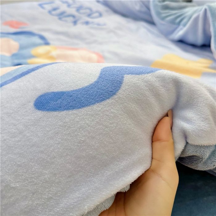 91家纺网 家纺一手货源 找家纺 萌宝家纺 2025新款大版牛奶绒被套加厚保暖儿童三件套-萌宠系列 小象