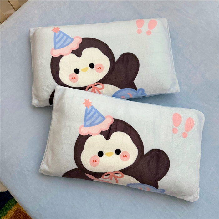 91家纺网 家纺一手货源 找家纺 萌宝家纺 2025新款大版牛奶绒被套加厚保暖儿童三件套-萌宠系列 小企鹅