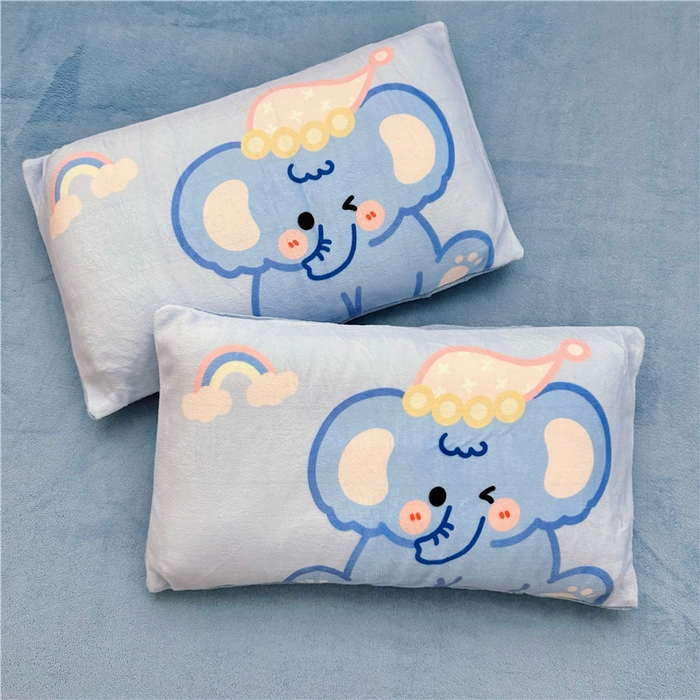 91家纺网 家纺一手货源 找家纺 萌宝家纺 2025新款大版牛奶绒被套加厚保暖儿童三件套-萌宠系列 小象