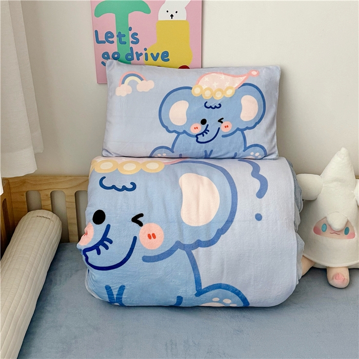 91家纺网 家纺一手货源 找家纺 萌宝家纺 2025新款大版牛奶绒被套加厚保暖儿童三件套-萌宠系列 小象