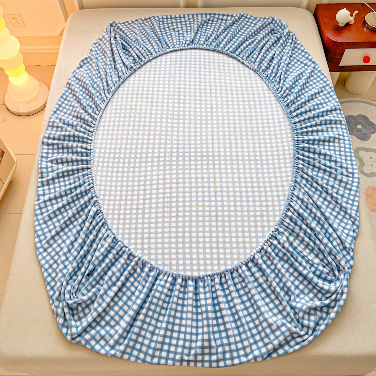 91家纺网 家纺一手货源 找家纺 乐美家纺 2025新款A类高克重贴布绣牛奶绒床笠三件套 面包熊