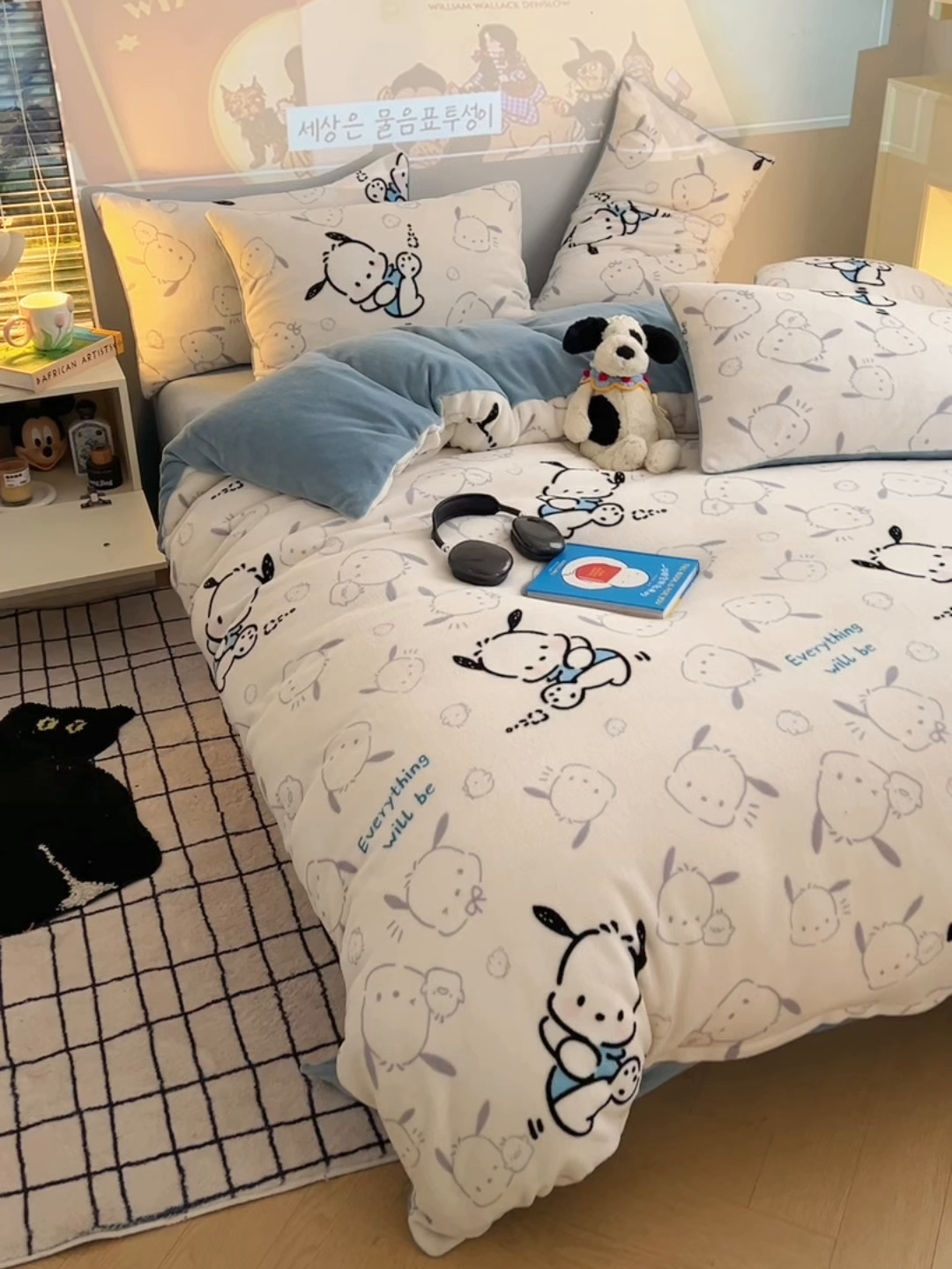 91家纺网 家纺一手货源 找家纺 瑞莱 2025新款A类200克高克重秋冬印花牛奶绒四件套-卡通系列 绒调皮狗