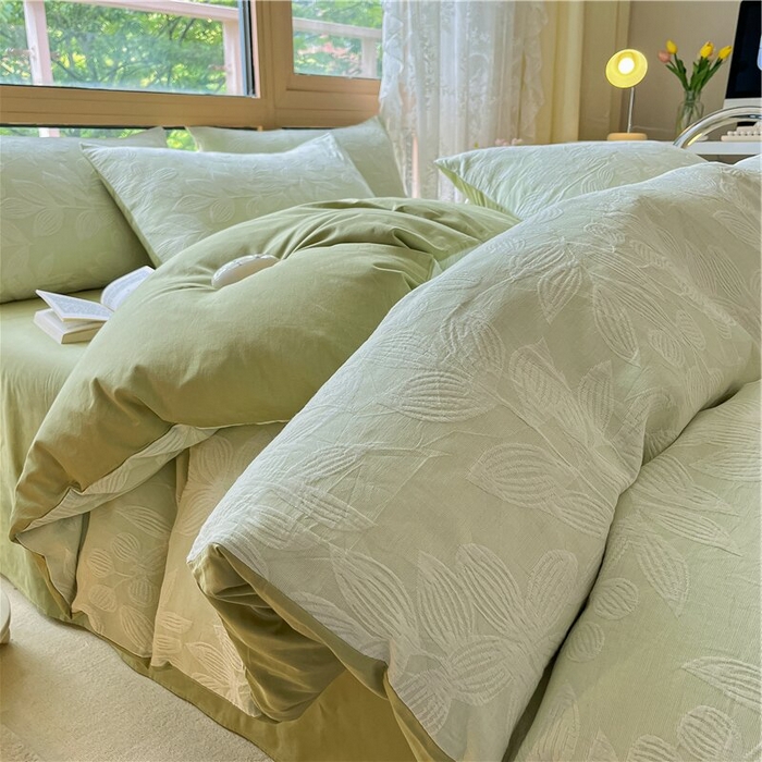 91家纺网 家纺一手货源 找家纺 （总）琪格格纺织 2025新款全棉A类色织三层纱提花四件套