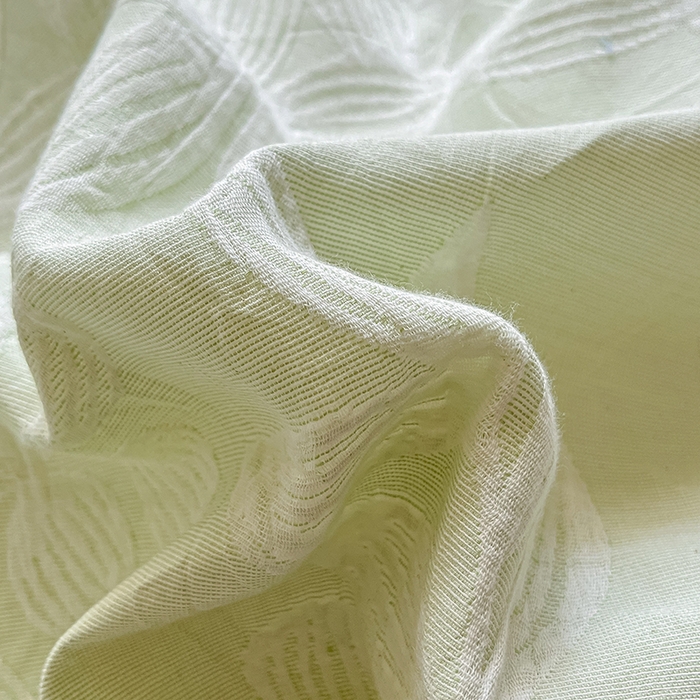 91家纺网 家纺一手货源 找家纺 琪格格纺织 2025新款全棉A类色织三层纱提花四件套 三层纱 爱在春秋-绿