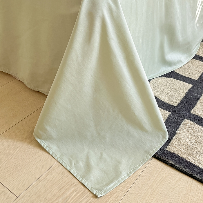 91家纺网 家纺一手货源 找家纺 琪格格纺织 2025新款全棉A类色织三层纱提花四件套 三层纱 芳草浅绿