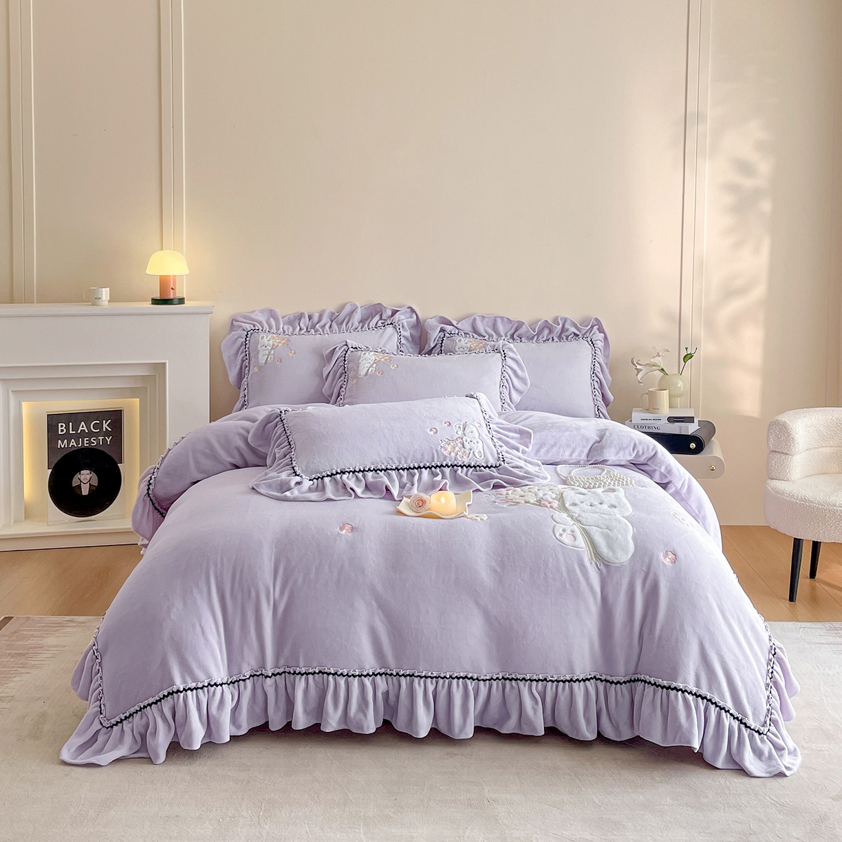 91家纺网 家纺一手货源 找家纺 （总）民新家纺 2025新款牛奶绒毛巾绣贴布绣花四件套