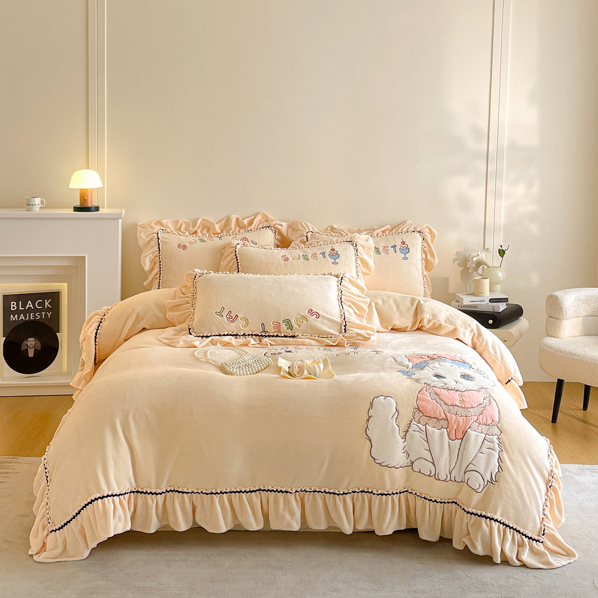 91家纺网 家纺一手货源 找家纺 （总）民新家纺 2025新款牛奶绒毛巾绣贴布绣花四件套