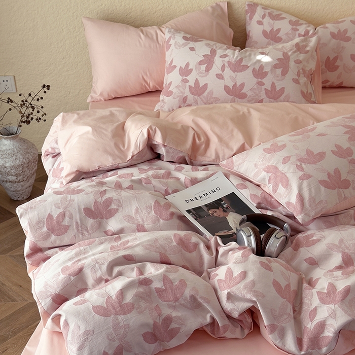 91家纺网 家纺一手货源 找家纺 琪格格纺织 2025新款全棉A类色织三层纱提花四件套 三层纱 枫韵-柔玉