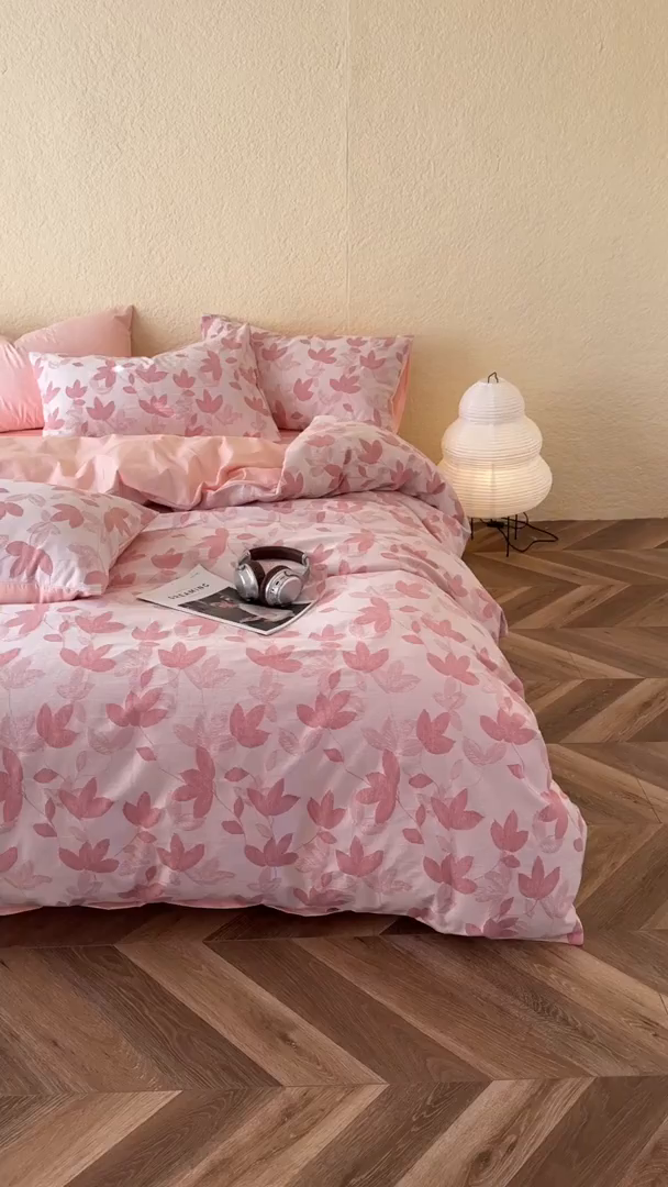 91家纺网 家纺一手货源 找家纺 琪格格纺织 2025新款全棉A类色织三层纱提花四件套 三层纱 枫韵-柔玉