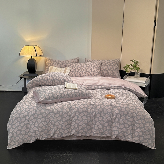 91家纺网 家纺一手货源 找家纺 琪格格纺织 2025新款全棉A类色织三层纱提花四件套 三层纱 玫瑰锦簇