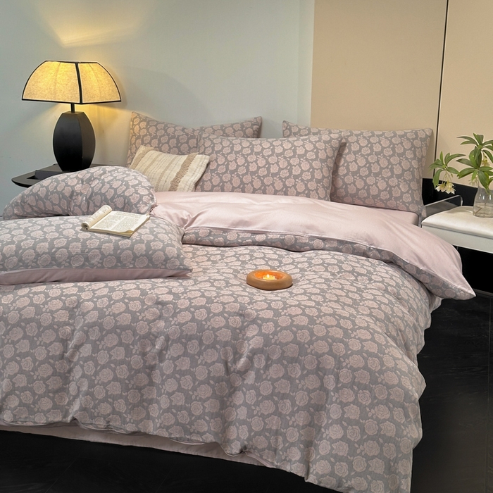 91家纺网 家纺一手货源 找家纺 琪格格纺织 2025新款全棉A类色织三层纱提花四件套 三层纱 玫瑰锦簇