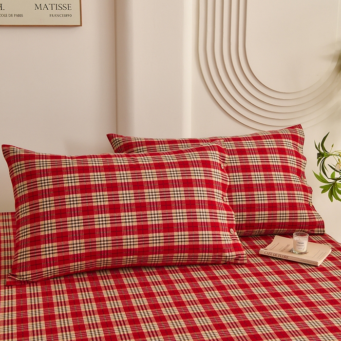 91家纺网 家纺一手货源 找家纺 织雅漫 2025春夏新款高端舒棉系列全棉纯棉100%棉细纱老粗布床单凉席席子 铂丝-红