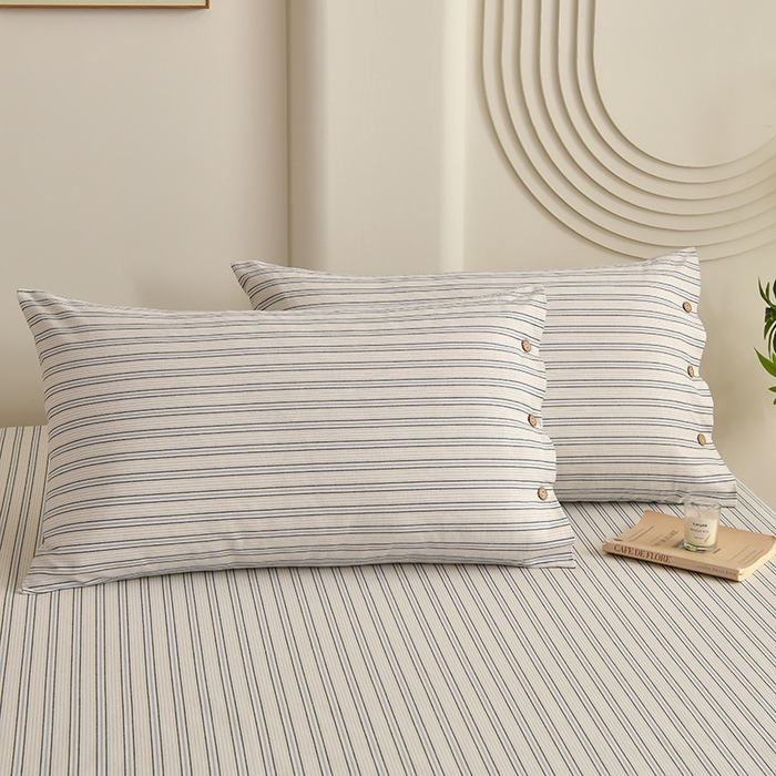 91家纺网 家纺一手货源 找家纺 织雅漫 2025春夏新款高端舒棉系列全棉纯棉100%棉细纱老粗布床单凉席席子 素律-蓝