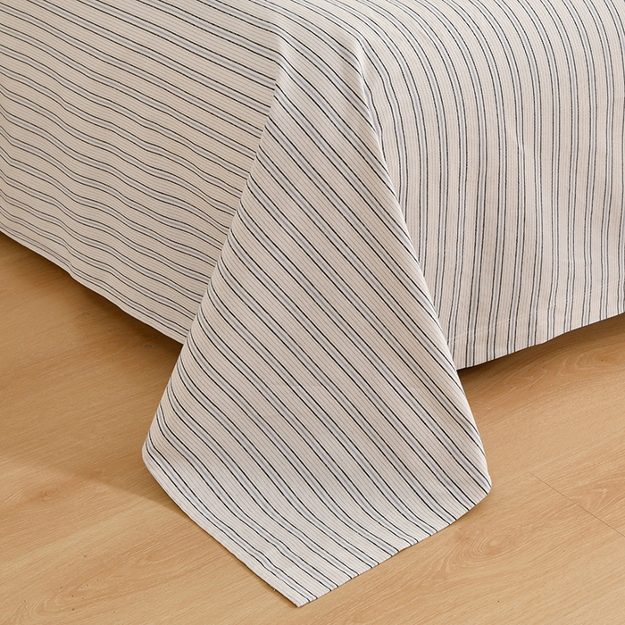 91家纺网 家纺一手货源 找家纺 织雅漫 2025春夏新款高端舒棉系列全棉纯棉100%棉细纱老粗布床单凉席席子 素律-蓝