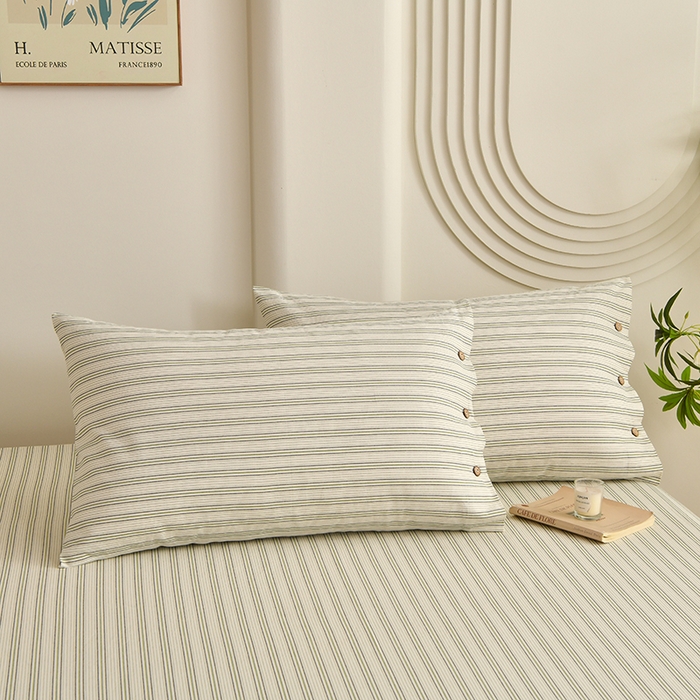 91家纺网 家纺一手货源 找家纺 织雅漫 2025春夏新款高端舒棉系列全棉纯棉100%棉细纱老粗布床单凉席席子 素律-绿