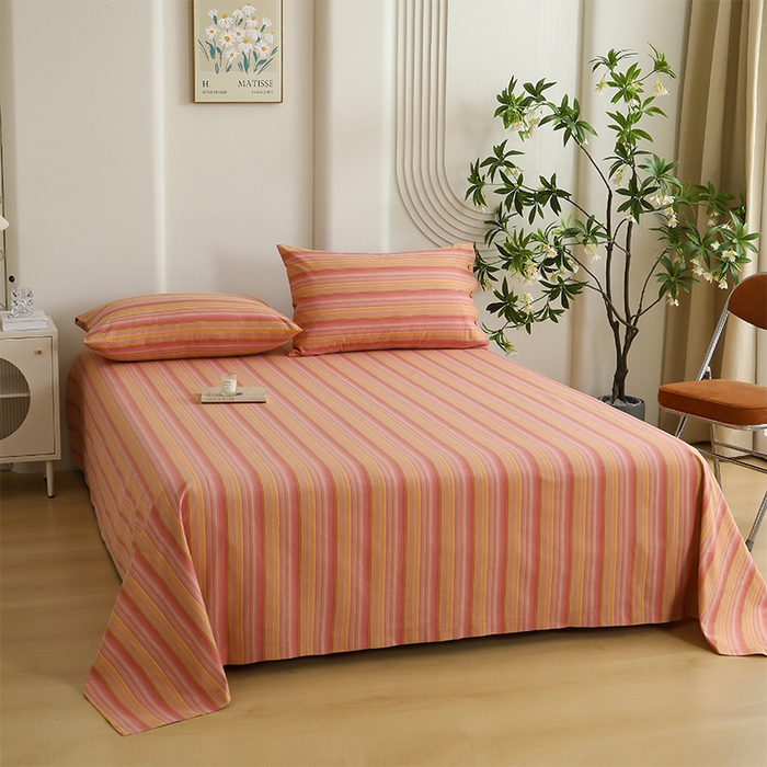 91家纺网 家纺一手货源 找家纺 织雅漫 2025春夏新款高端舒棉系列全棉纯棉100%棉细纱老粗布床单凉席席子 慕川-茜粉