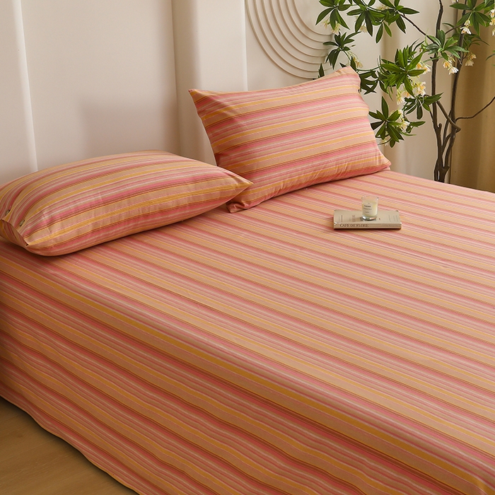 91家纺网 家纺一手货源 找家纺 织雅漫 2025春夏新款高端舒棉系列全棉纯棉100%棉细纱老粗布床单凉席席子 慕川-茜粉