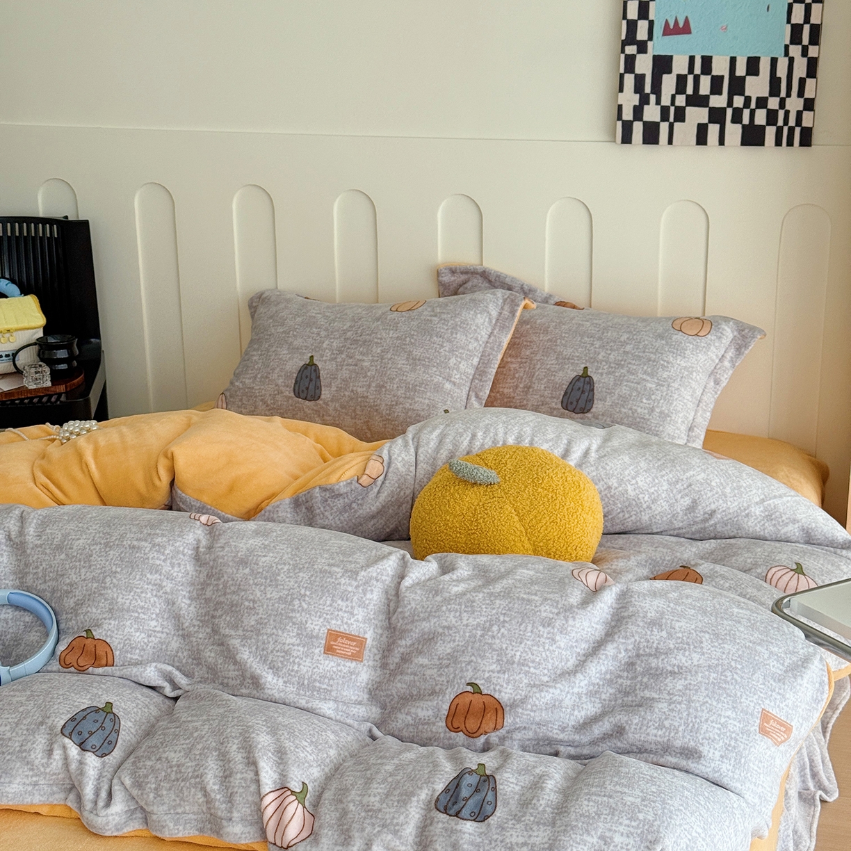 91家纺网 家纺一手货源 找家纺 于果 2025新款牛奶绒印花四件套 瓜香四溢