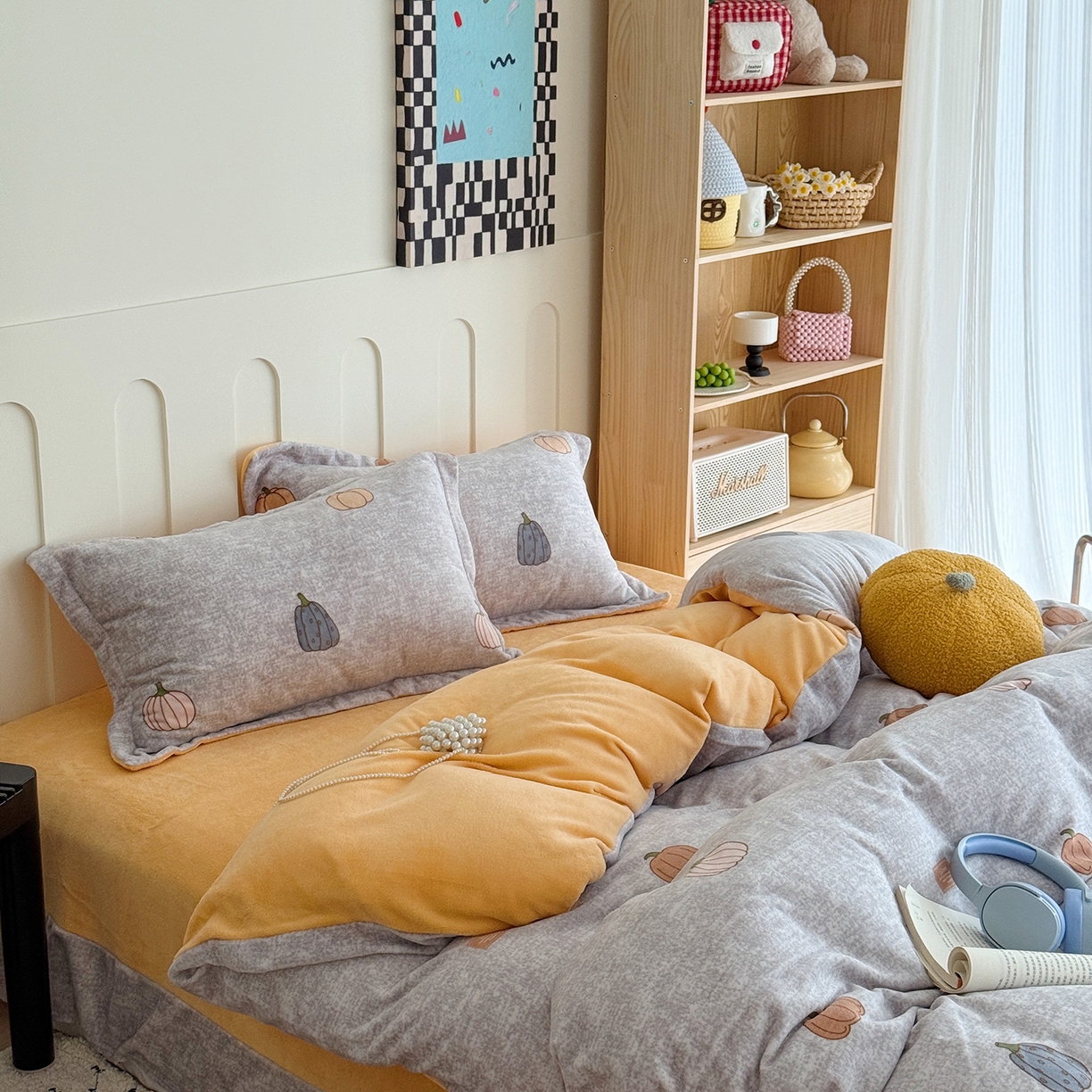 91家纺网 家纺一手货源 找家纺 于果 2025新款牛奶绒印花四件套 瓜香四溢