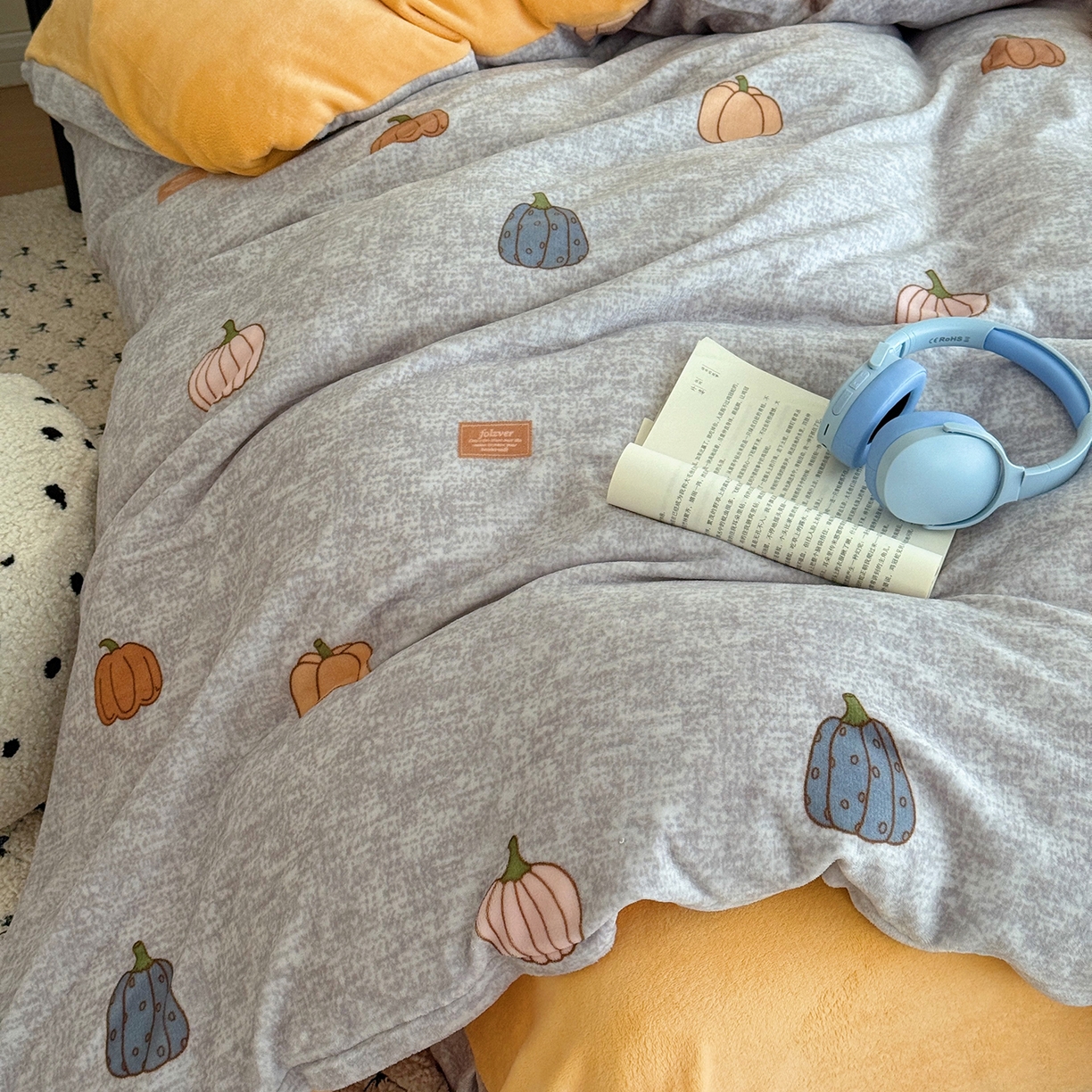 91家纺网 家纺一手货源 找家纺 于果 2025新款牛奶绒印花四件套 瓜香四溢