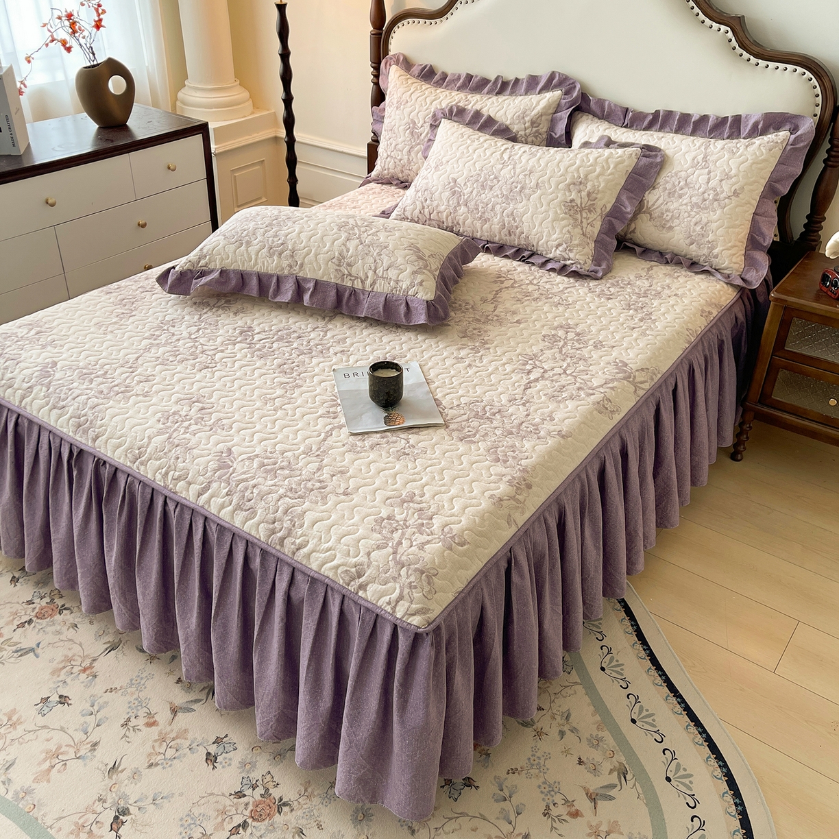 91家纺网 家纺一手货源 找家纺 （总）笠裙家纺 2025新款加厚云感水洗棉印花夹棉床裙床罩