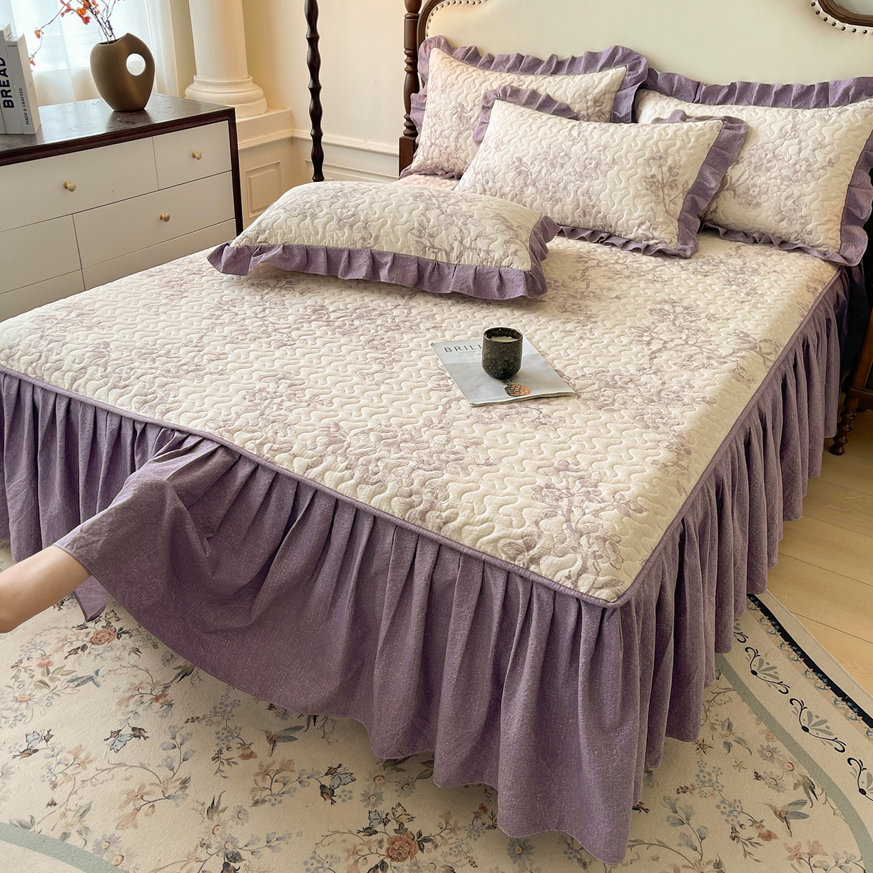 91家纺网 家纺一手货源 找家纺 （总）笠裙家纺 2025新款加厚云感水洗棉印花夹棉床裙床罩