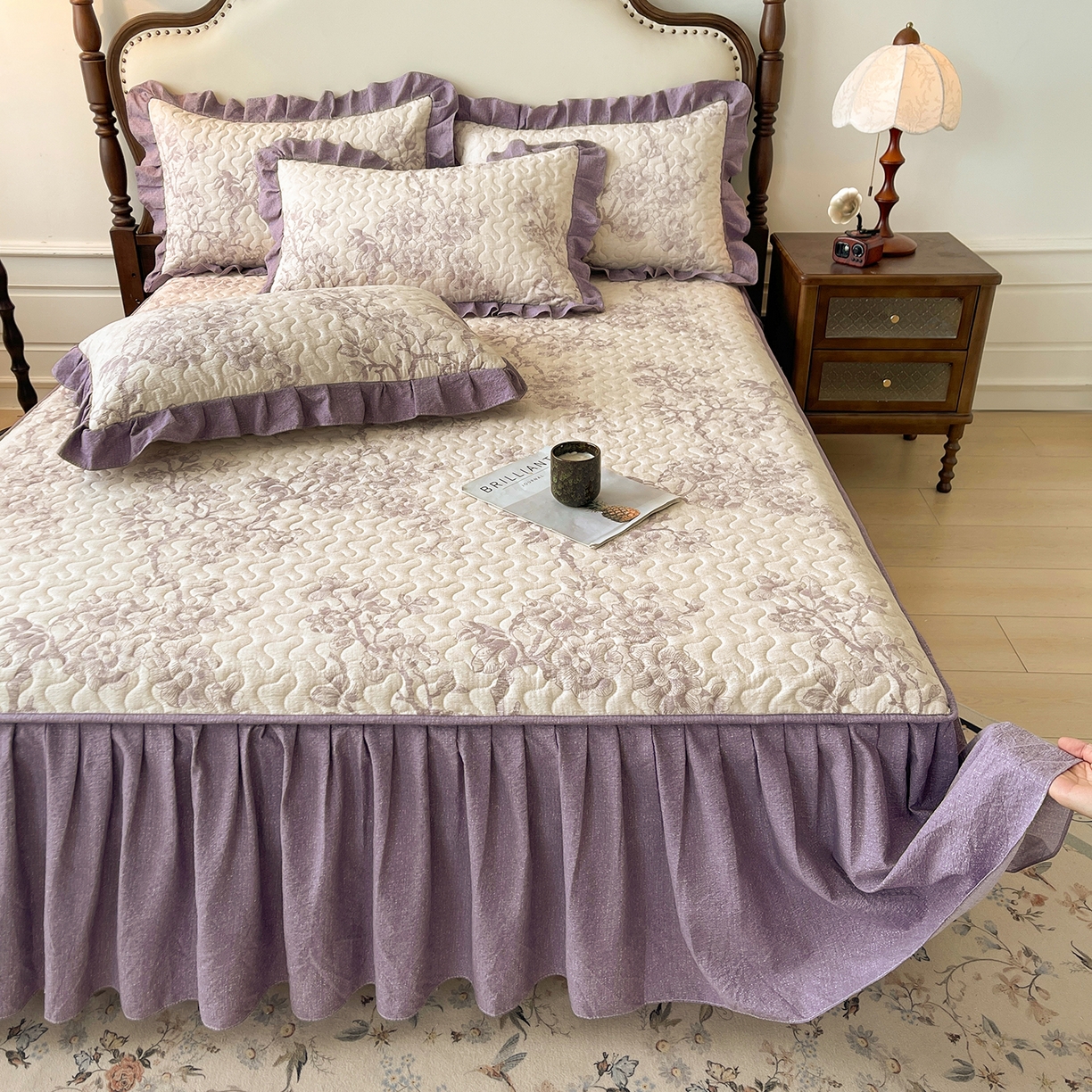 91家纺网 家纺一手货源 找家纺 （总）笠裙家纺 2025新款加厚云感水洗棉印花夹棉床裙床罩