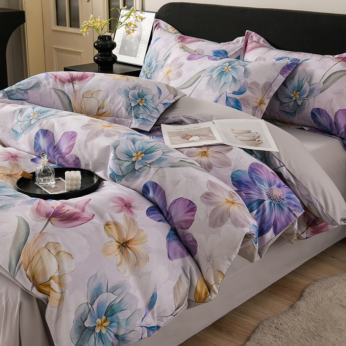 91家纺网 家纺一手货源 找家纺 金昱纺 2025新款法式加厚全棉纯棉磨毛四件套阿曼达-灰