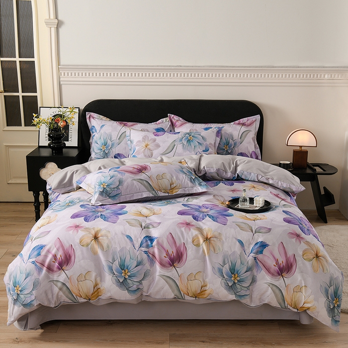 91家纺网 家纺一手货源 找家纺 金昱纺 2025新款法式加厚全棉纯棉磨毛四件套阿曼达-灰