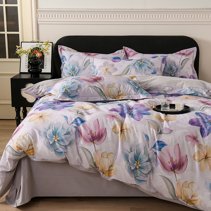 91家纺网 家纺一手货源 找家纺 金昱纺 2025新款法式加厚全棉纯棉磨毛四件套阿曼达-灰