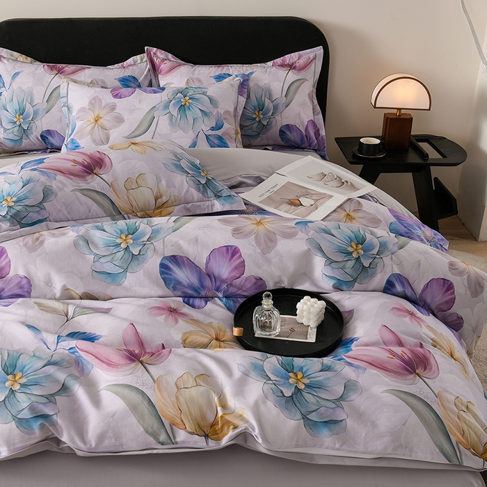 91家纺网 家纺一手货源 找家纺 金昱纺 2025新款法式加厚全棉纯棉磨毛四件套阿曼达-灰