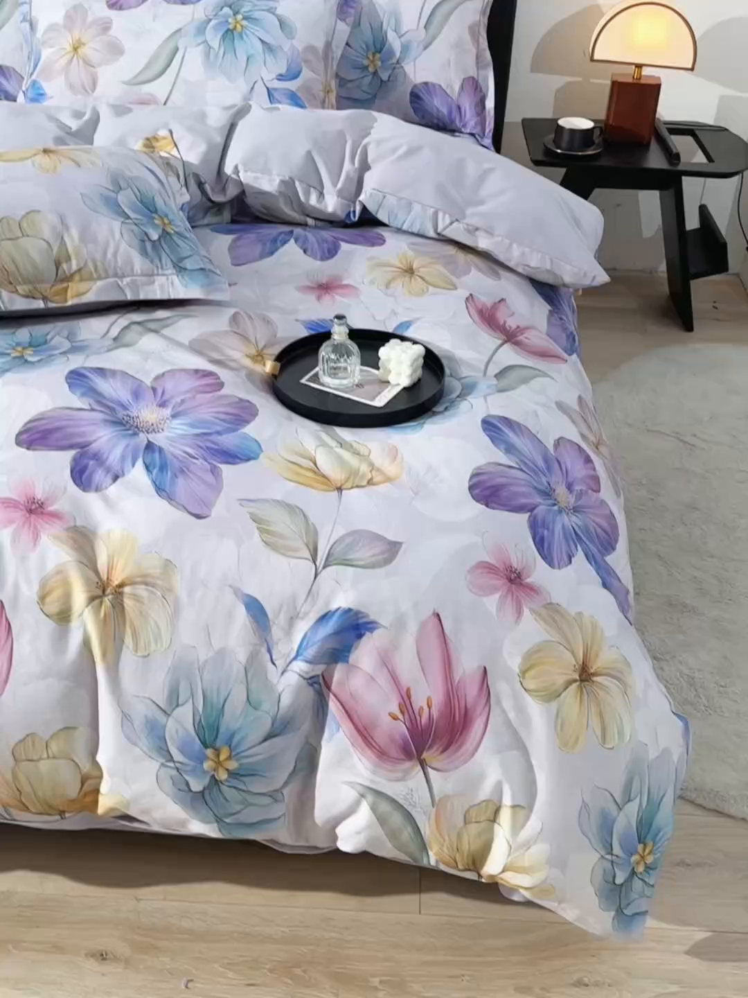 91家纺网 家纺一手货源 找家纺 金昱纺 2025新款法式加厚全棉纯棉磨毛四件套阿曼达-灰