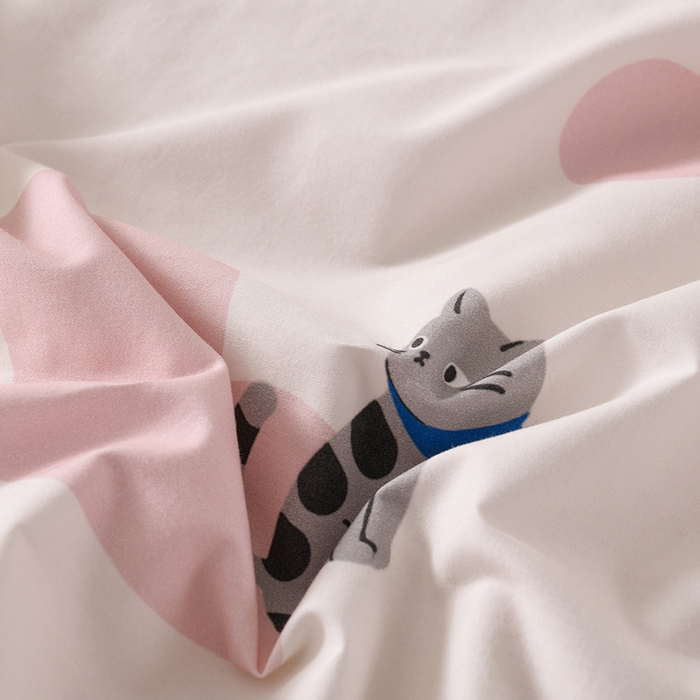 91家纺网 家纺一手货源 找家纺 金昱纺 2025新款法式加厚全棉纯棉磨毛四件套爱心猫