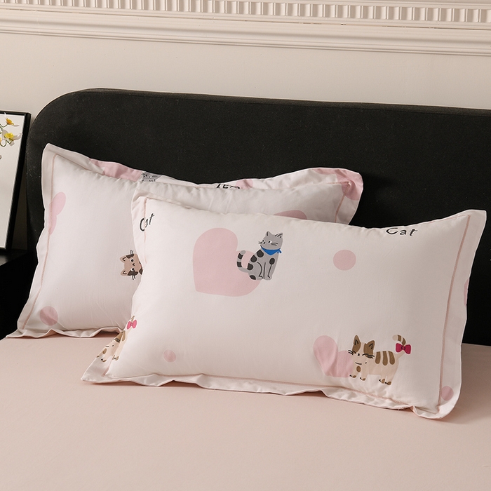 91家纺网 家纺一手货源 找家纺 金昱纺 2025新款法式加厚全棉纯棉磨毛四件套爱心猫