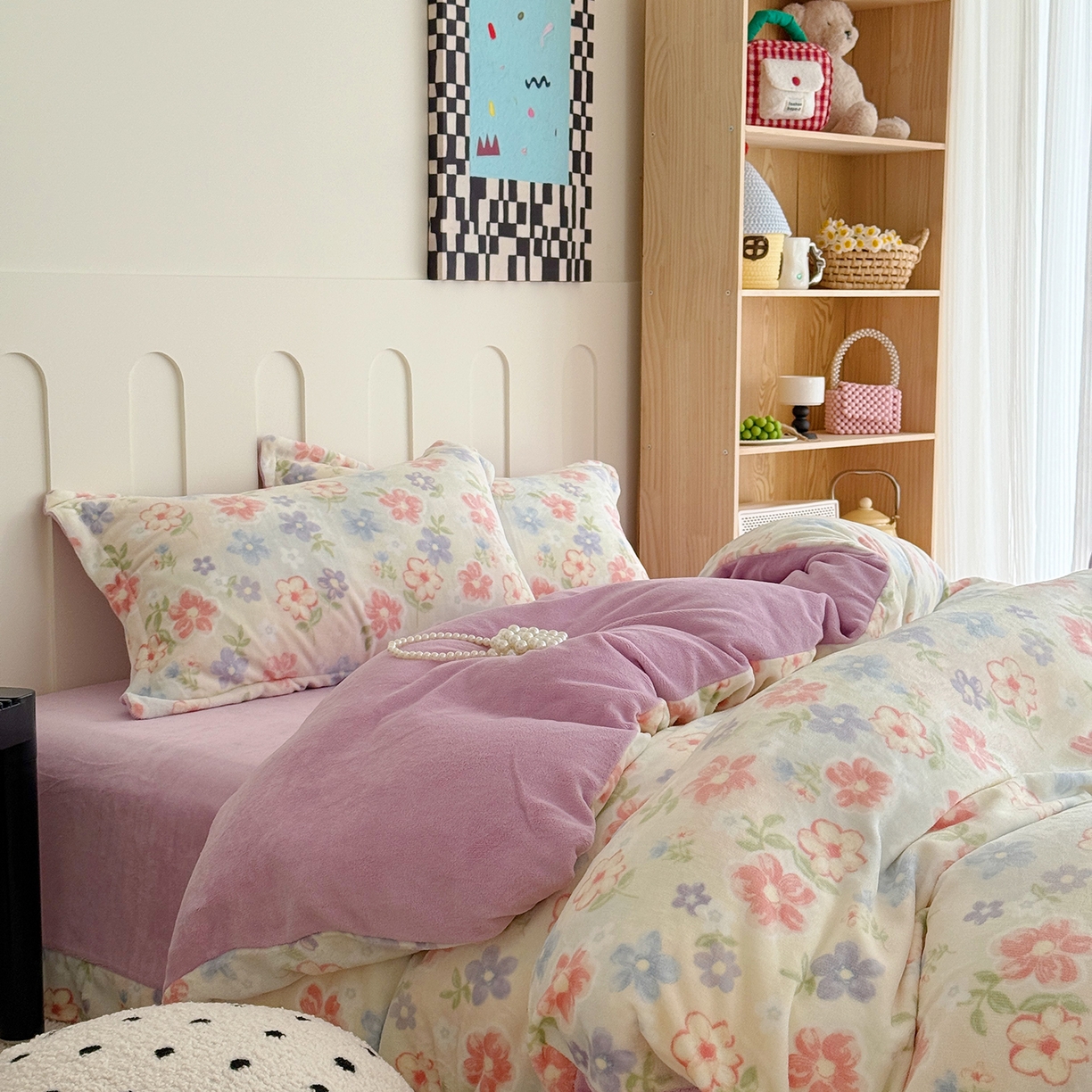 91家纺网 家纺一手货源 找家纺 于果 2025新款牛奶绒印花四件套 花在云端