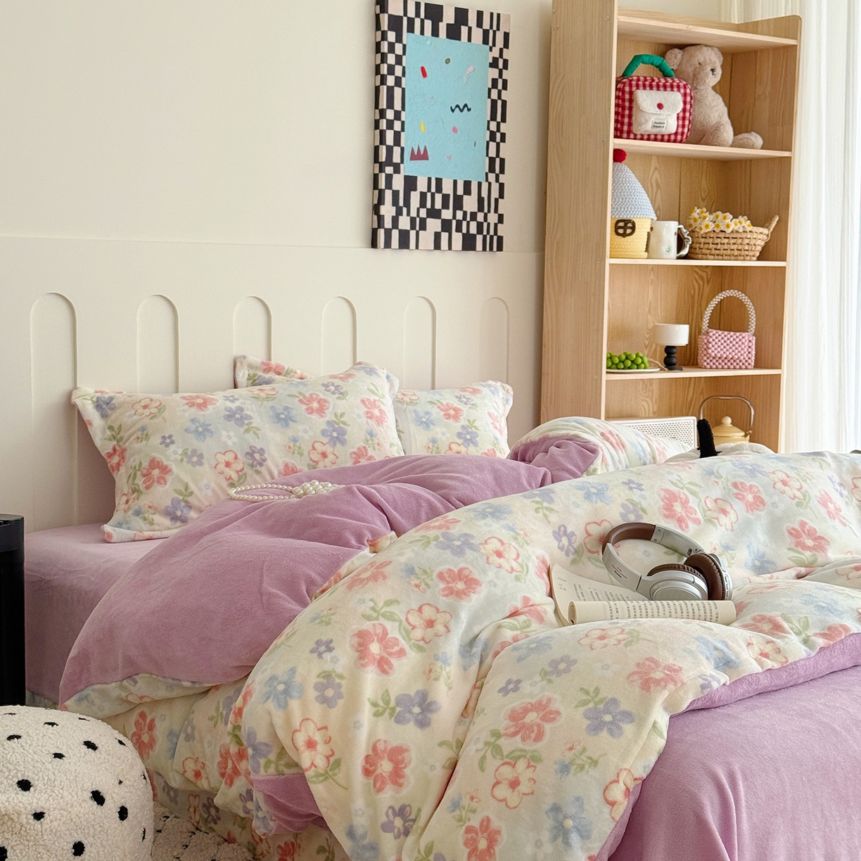 91家纺网 家纺一手货源 找家纺 于果 2025新款牛奶绒印花四件套 花在云端