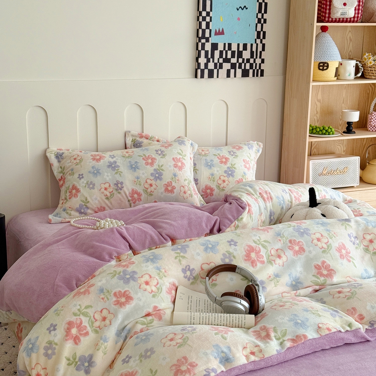 91家纺网 家纺一手货源 找家纺 于果 2025新款牛奶绒印花四件套 花在云端