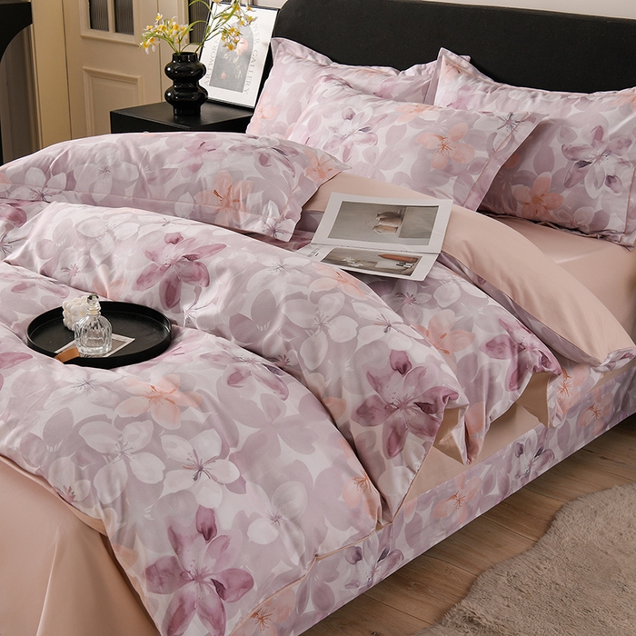 金昱纺 2025新款法式加厚全棉纯棉磨毛四件套碧影-粉