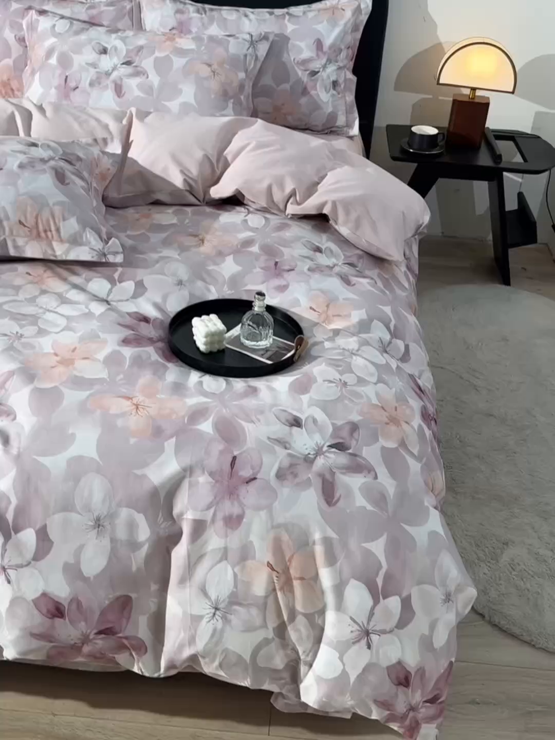 91家纺网 家纺一手货源 找家纺 金昱纺 2025新款法式加厚全棉纯棉磨毛四件套碧影-粉