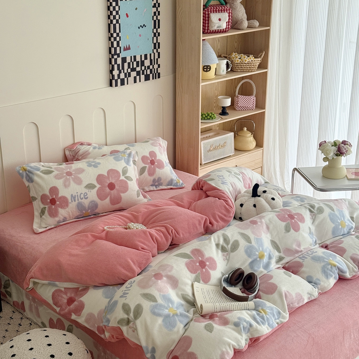 91家纺网 家纺一手货源 找家纺 于果 2025新款牛奶绒印花四件套 快乐花园