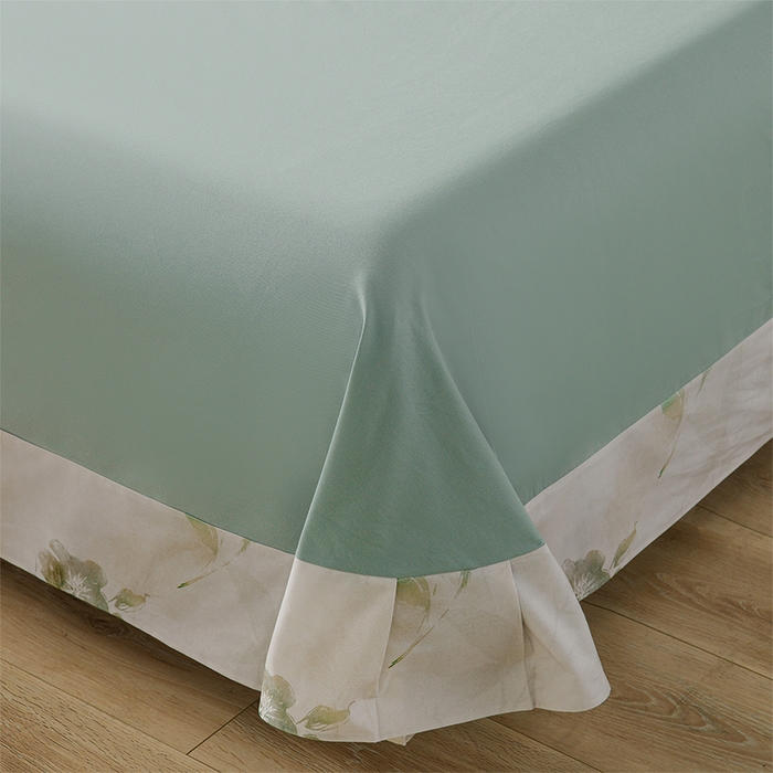 91家纺网 家纺一手货源 找家纺 金昱纺 2025新款法式加厚全棉纯棉磨毛四件套初墨-绿