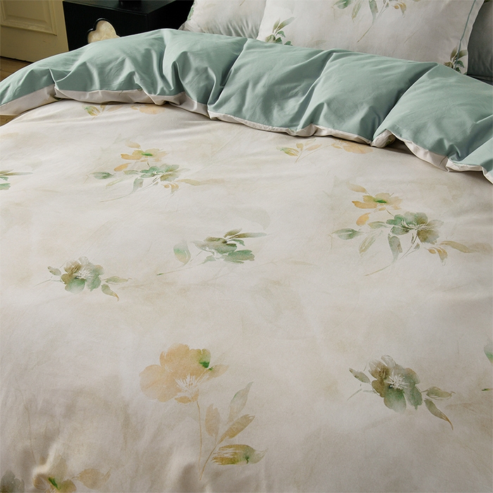 91家纺网 家纺一手货源 找家纺 金昱纺 2025新款法式加厚全棉纯棉磨毛四件套初墨-绿