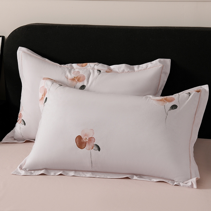 91家纺网 家纺一手货源 找家纺 金昱纺 2025新款法式加厚全棉纯棉磨毛四件套花香雨-粉