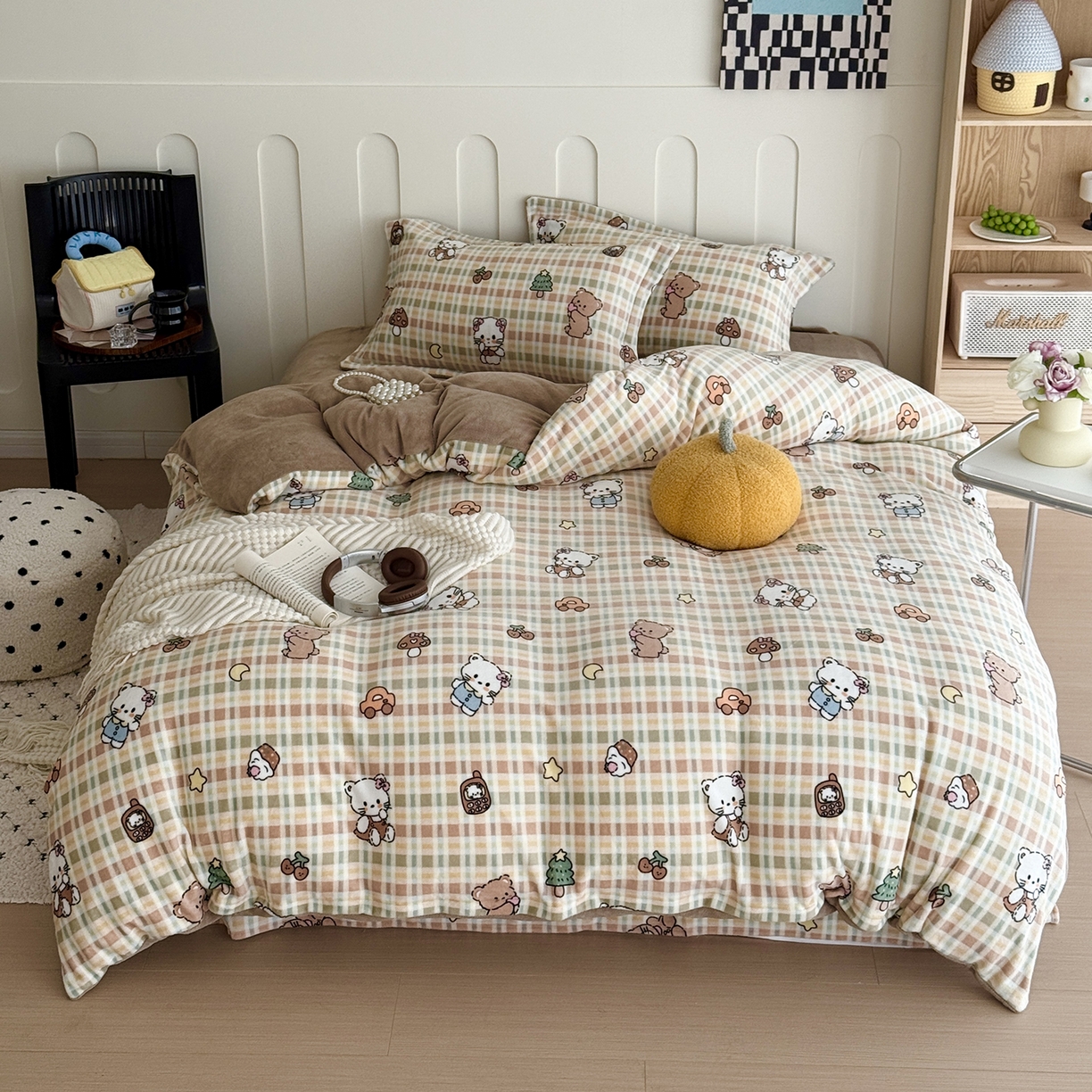 91家纺网 家纺一手货源 找家纺 于果 2025新款牛奶绒印花四件套 萌宠乐动