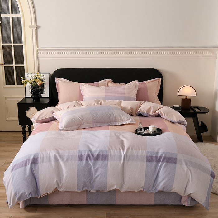 91家纺网 家纺一手货源 找家纺 金昱纺 2025新款法式加厚全棉纯棉磨毛四件套陌恩-粉