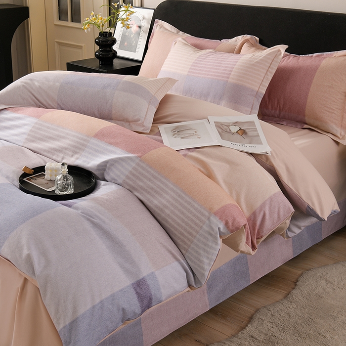 91家纺网 家纺一手货源 找家纺 金昱纺 2025新款法式加厚全棉纯棉磨毛四件套陌恩-粉