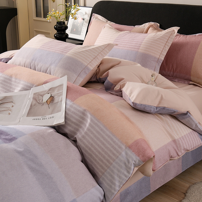 金昱纺 2025新款法式加厚全棉纯棉磨毛四件套陌恩-粉