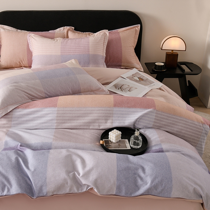 91家纺网 家纺一手货源 找家纺 金昱纺 2025新款法式加厚全棉纯棉磨毛四件套陌恩-粉