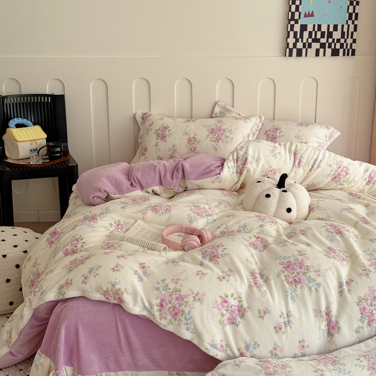 于果 2025新款牛奶绒印花四件套 沐熙花